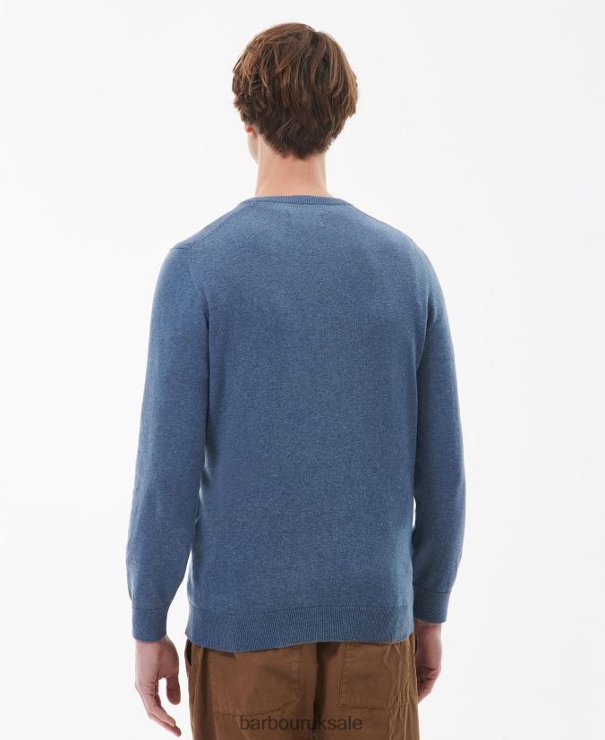 Pima Cotton V-Neck Sweater Barbour Men R08LB61097 Clothing CobaLight Marl