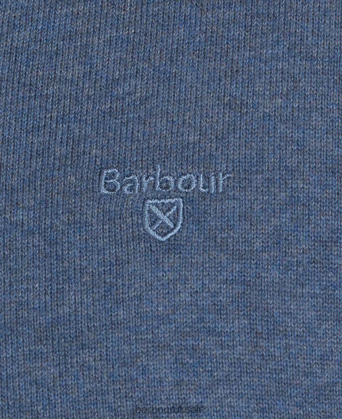 Pima Cotton V-Neck Sweater Barbour Men R08LB61097 Clothing CobaLight Marl