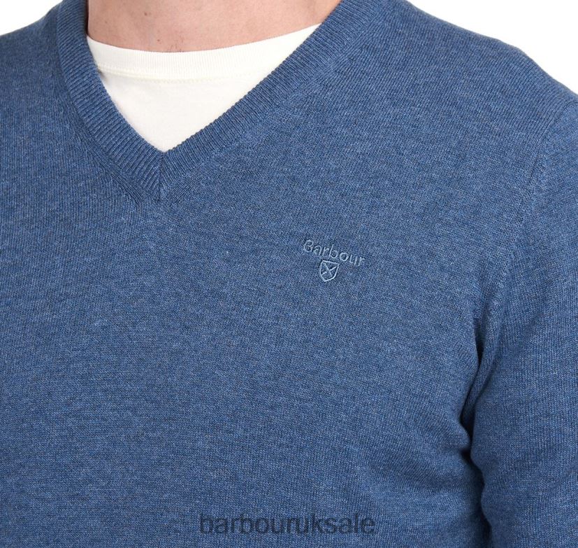 Pima Cotton V-Neck Sweater Barbour Men R08LB61097 Clothing CobaLight Marl