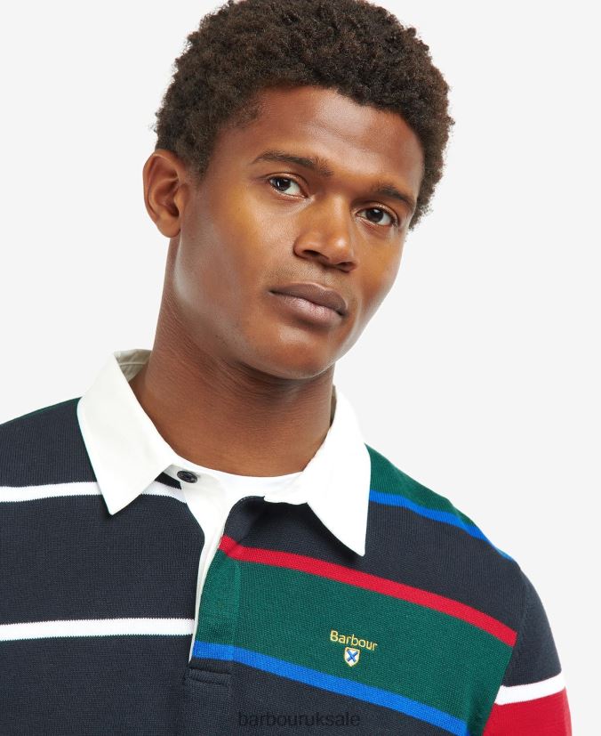 Radcliffe Knitted Rugby Shirt Barbour Men R08LB61116 Clothing Classic Navy