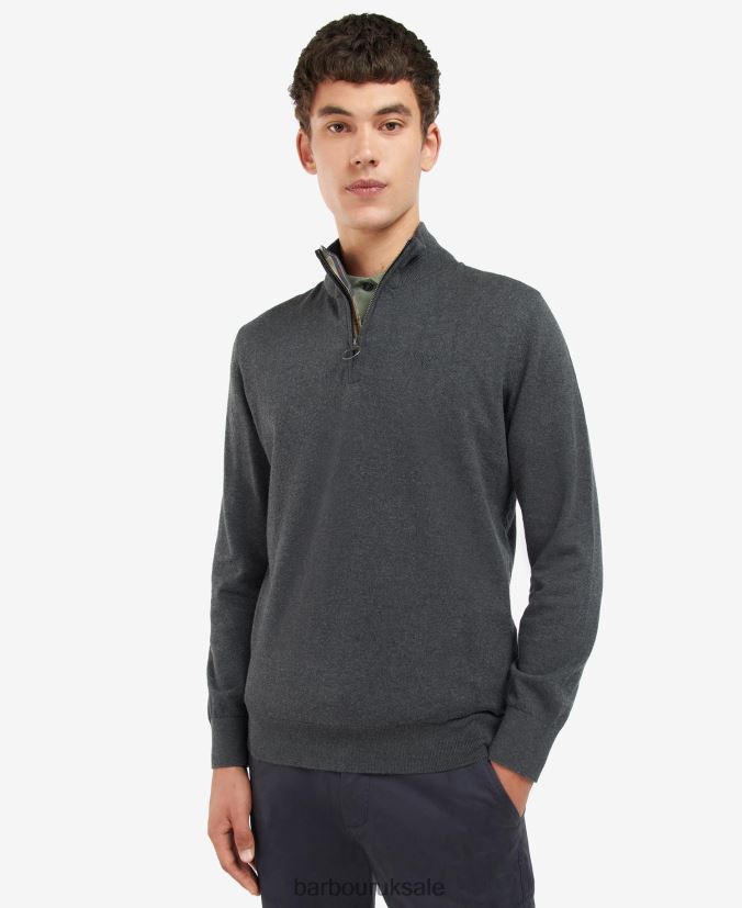 Taines Half-Zip Knitted Sweatshirt Barbour Men R08LB61100 Clothing Washed Blue