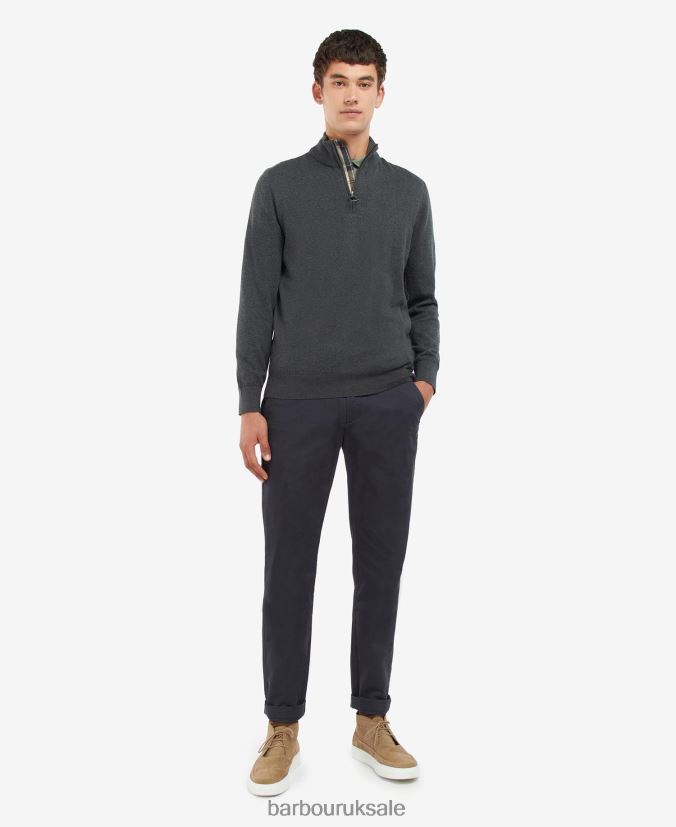 Taines Half-Zip Knitted Sweatshirt Barbour Men R08LB61100 Clothing Washed Blue