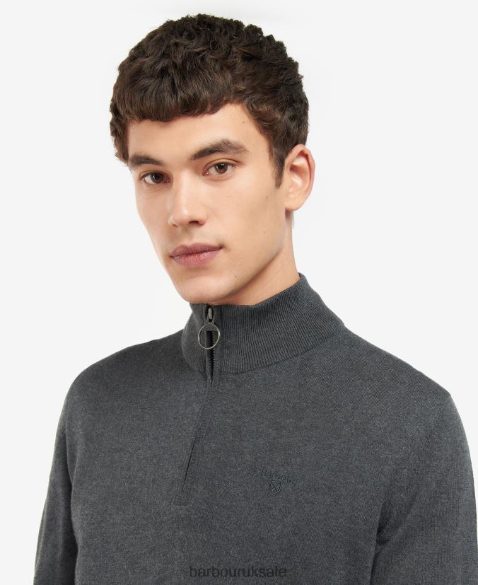 Taines Half-Zip Knitted Sweatshirt Barbour Men R08LB61100 Clothing Washed Blue