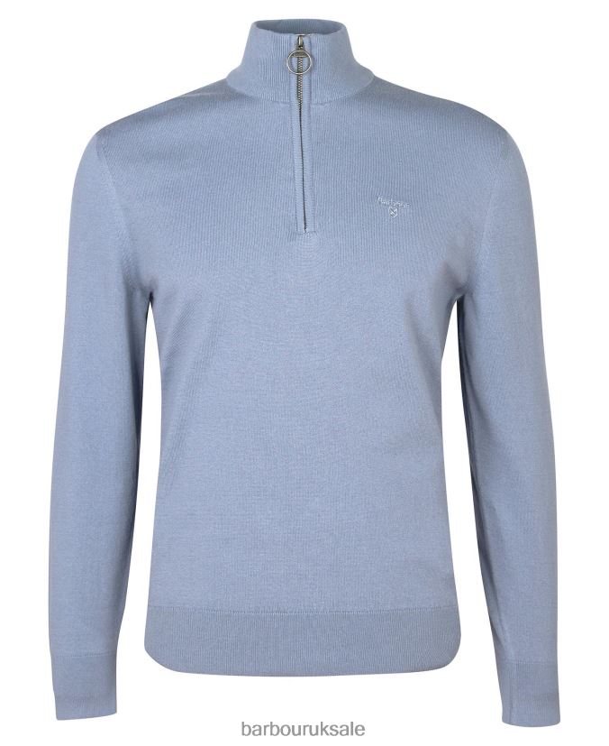 Taines Half-Zip Knitted Sweatshirt Barbour Men R08LB61113 Clothing Washed Blue