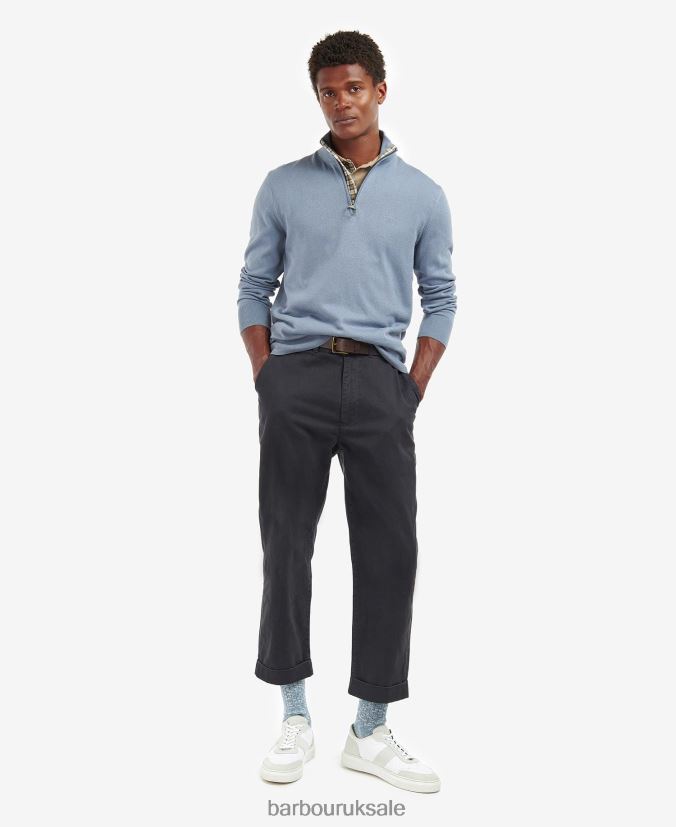Taines Half-Zip Knitted Sweatshirt Barbour Men R08LB61113 Clothing Washed Blue
