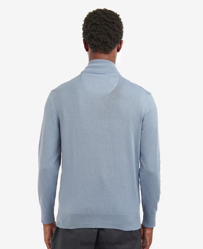 Taines Half-Zip Knitted Sweatshirt Barbour Men R08LB61113 Clothing Washed Blue