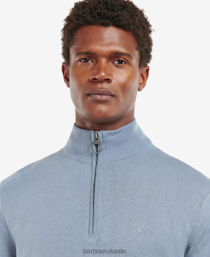 Taines Half-Zip Knitted Sweatshirt Barbour Men R08LB61113 Clothing Washed Blue