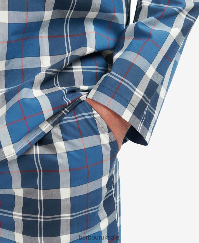 Carlisle PJ Set Barbour Men R08LB61244 Clothing Summer Navy Tartan