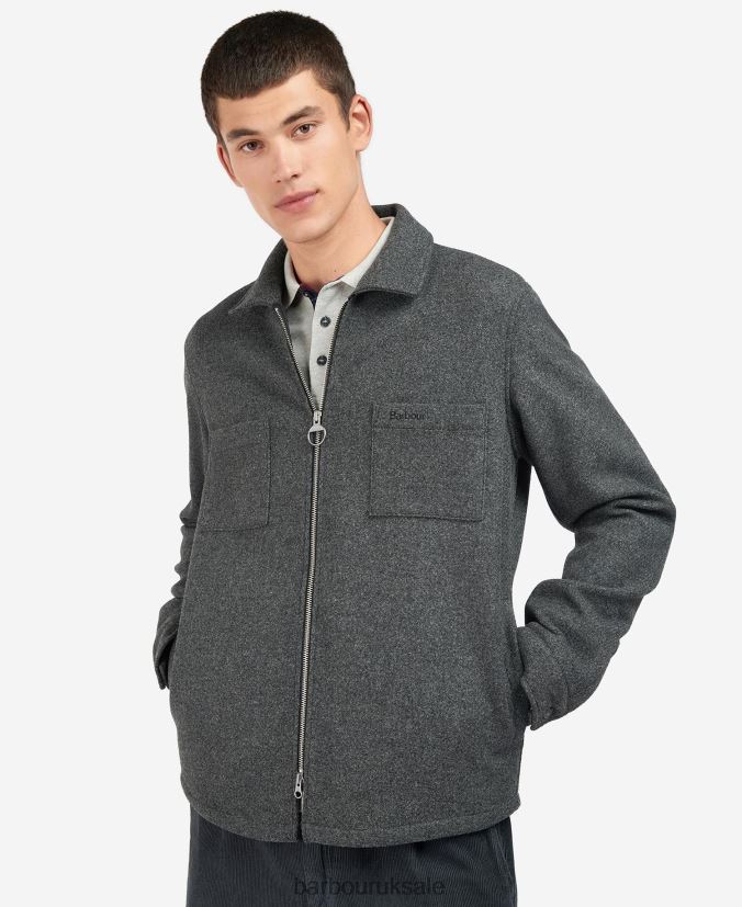 Ivor Wool Barbour Men R08LB6220 Clothing Charcoal/Cordovan