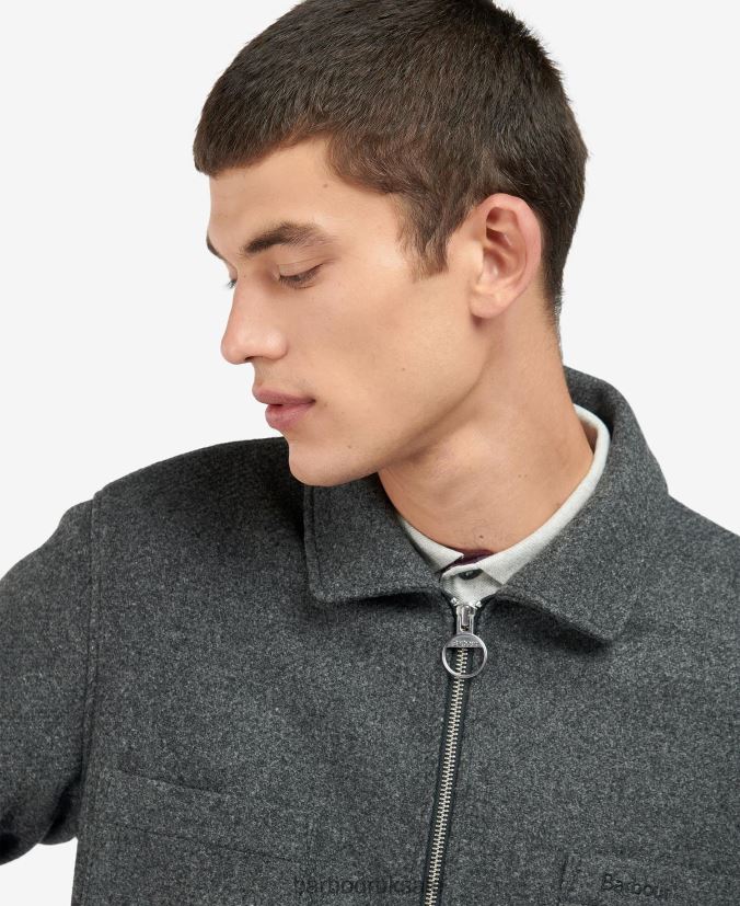 Ivor Wool Barbour Men R08LB6220 Clothing Charcoal/Cordovan
