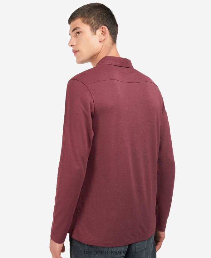 Adie Long Sleeve Polo Shirt Barbour Men R08LB6688 Clothing Dk Bordeaux