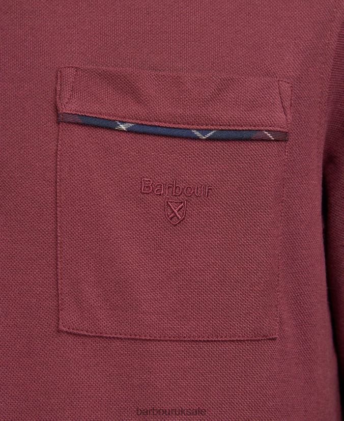 Adie Long Sleeve Polo Shirt Barbour Men R08LB6688 Clothing Dk Bordeaux