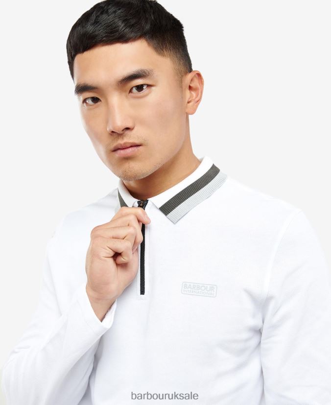 Adisham Long Sleeve Polo Shirt Barbour Men R08LB6741 Clothing White