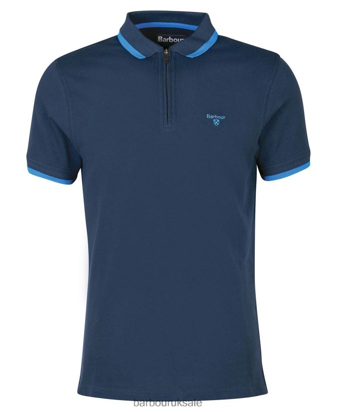 Beaumont Zip Polo Shirt Barbour Men R08LB6735 Clothing Classic Navy