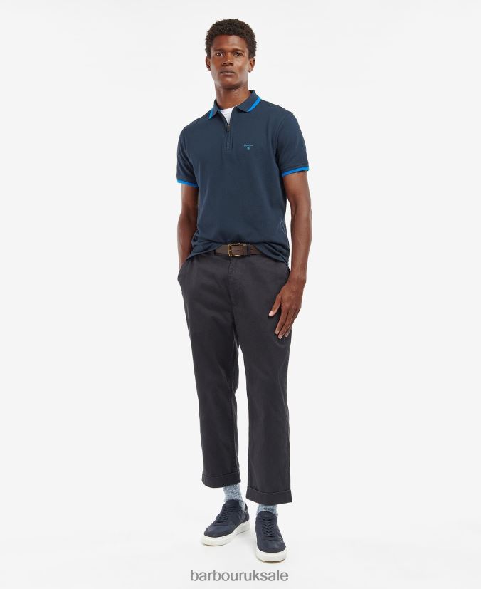 Beaumont Zip Polo Shirt Barbour Men R08LB6735 Clothing Classic Navy