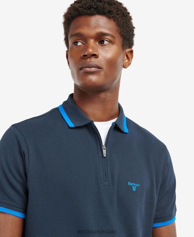 Beaumont Zip Polo Shirt Barbour Men R08LB6735 Clothing Classic Navy