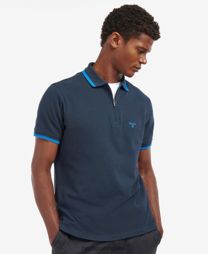 Beaumont Zip Polo Shirt Barbour Men R08LB6735 Clothing Classic Navy