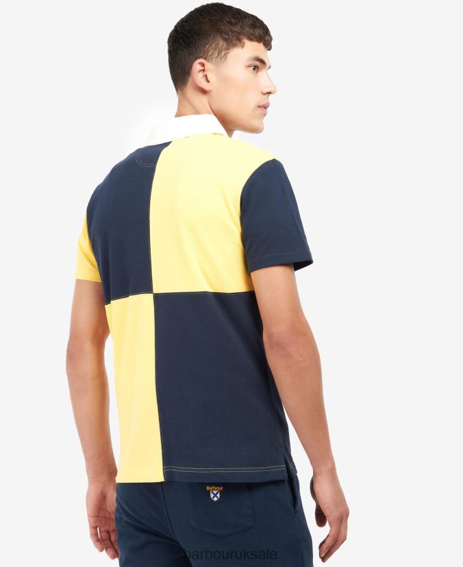 Clarendon Panelled Polo Shirt Barbour Men R08LB6637 Clothing Classic Navy