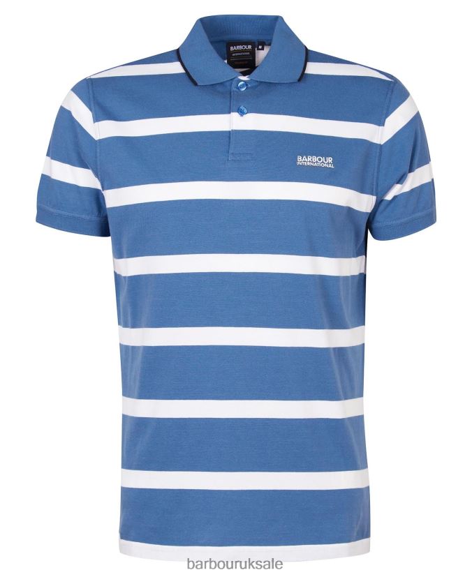 Cobain Striped Polo Shirt Barbour Men R08LB6677 Clothing Blue Horizon/White