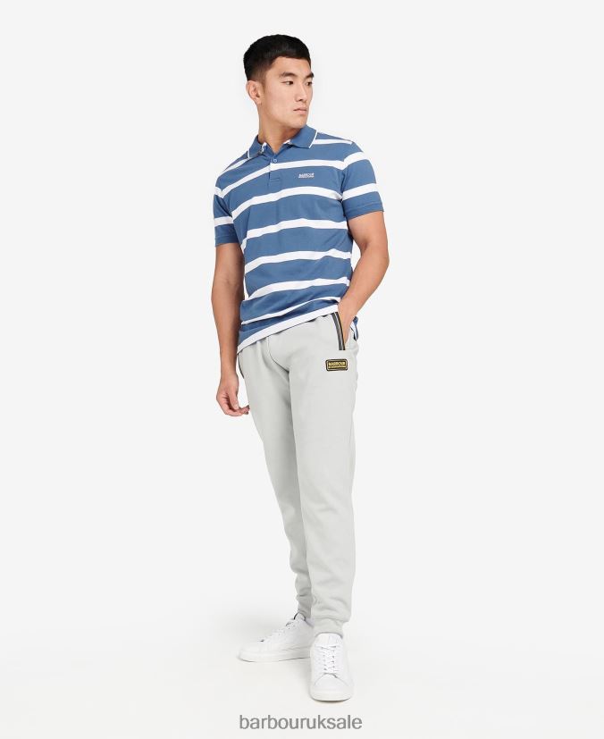 Cobain Striped Polo Shirt Barbour Men R08LB6677 Clothing Blue Horizon/White