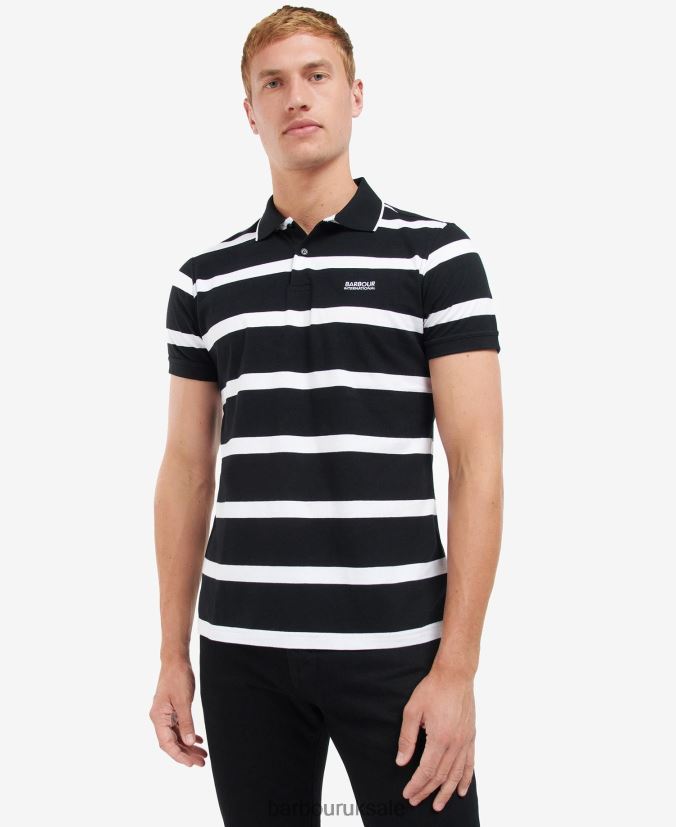 Cobain Striped Polo Shirt Barbour Men R08LB6692 Clothing Blue Horizon/White