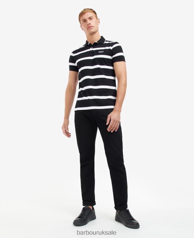 Cobain Striped Polo Shirt Barbour Men R08LB6692 Clothing Blue Horizon/White