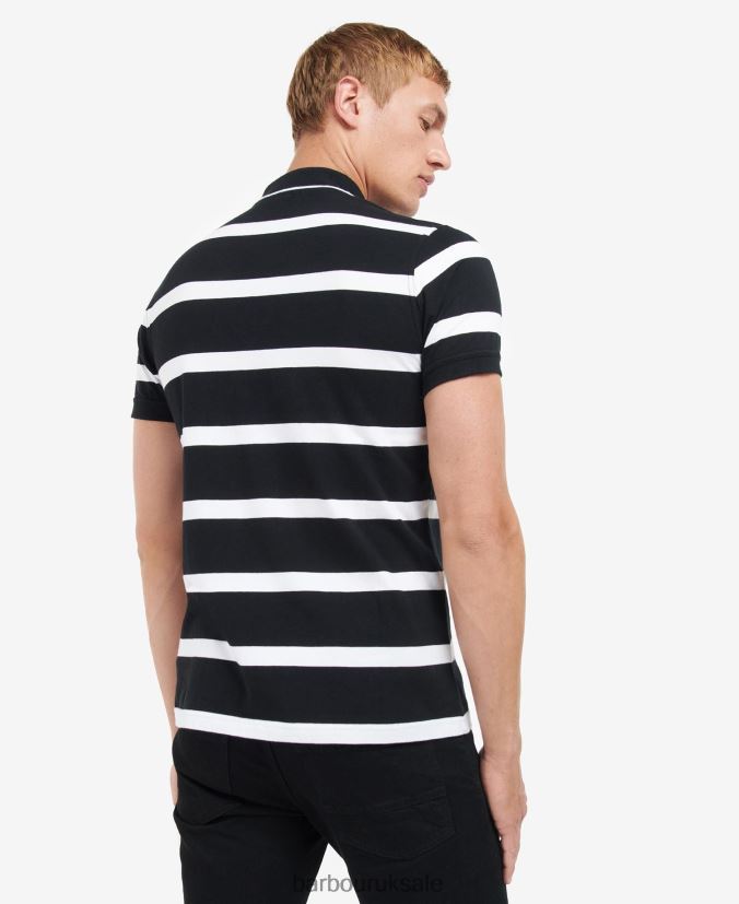 Cobain Striped Polo Shirt Barbour Men R08LB6692 Clothing Blue Horizon/White