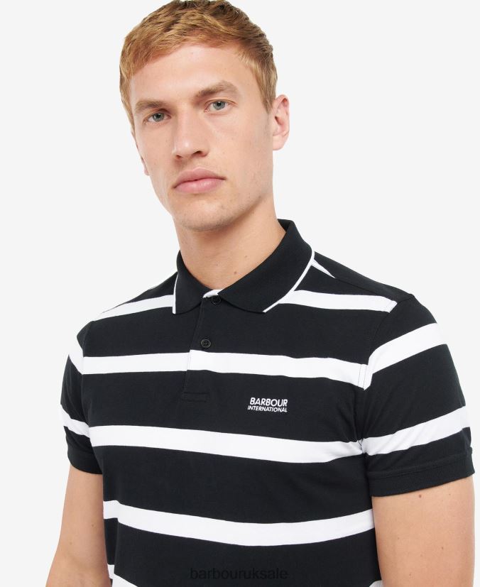 Cobain Striped Polo Shirt Barbour Men R08LB6692 Clothing Blue Horizon/White
