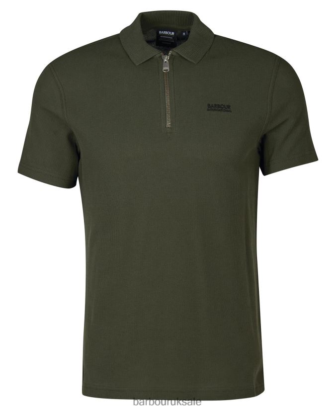 Gauge Zip Polo Shirt Barbour Men R08LB6610 Clothing Forest