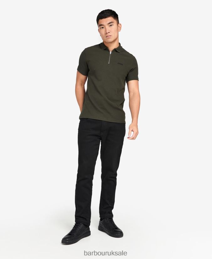 Gauge Zip Polo Shirt Barbour Men R08LB6610 Clothing Forest