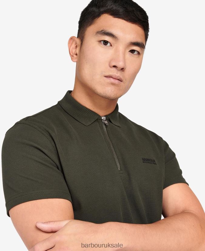 Gauge Zip Polo Shirt Barbour Men R08LB6610 Clothing Forest