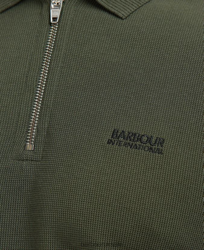 Gauge Zip Polo Shirt Barbour Men R08LB6610 Clothing Forest