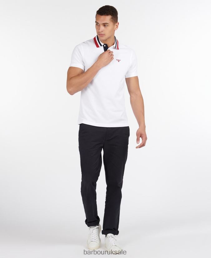 Hawkeswater Tipped Polo Shirt Barbour Men R08LB6635 Clothing Powder Blue