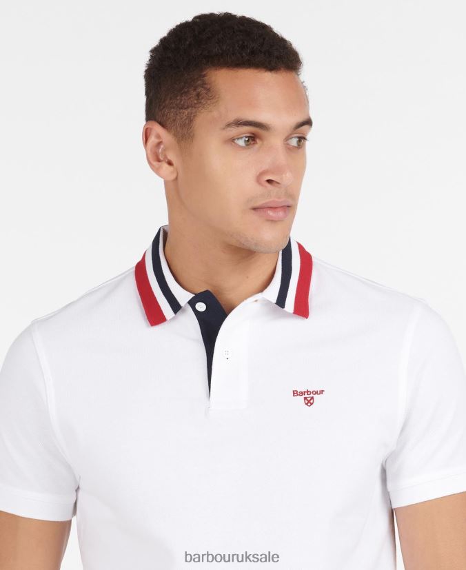 Hawkeswater Tipped Polo Shirt Barbour Men R08LB6635 Clothing Powder Blue