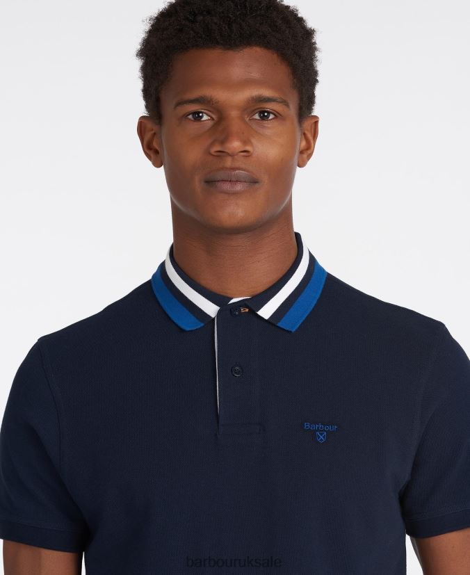 Hawkeswater Tipped Polo Shirt Barbour Men R08LB6673 Clothing Powder Blue