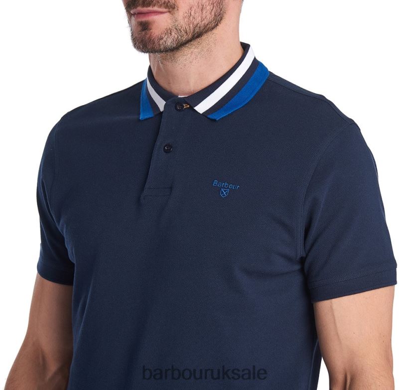Hawkeswater Tipped Polo Shirt Barbour Men R08LB6673 Clothing Powder Blue