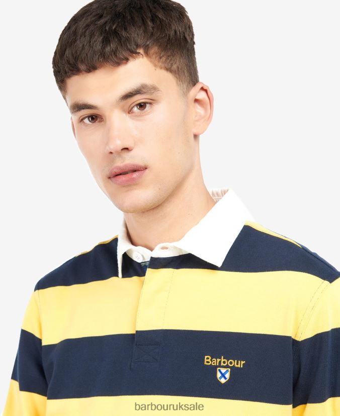 Hollywell Striped Rugby Shirt Barbour Men R08LB6706 Clothing Whisper White