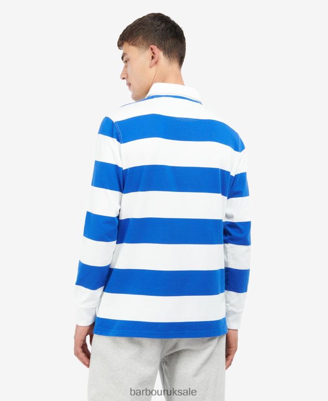Hollywell Striped Rugby Shirt Barbour Men R08LB6725 Clothing Whisper White