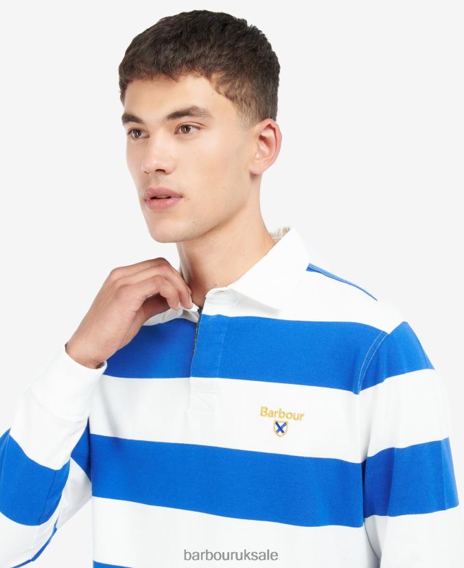 Hollywell Striped Rugby Shirt Barbour Men R08LB6725 Clothing Whisper White