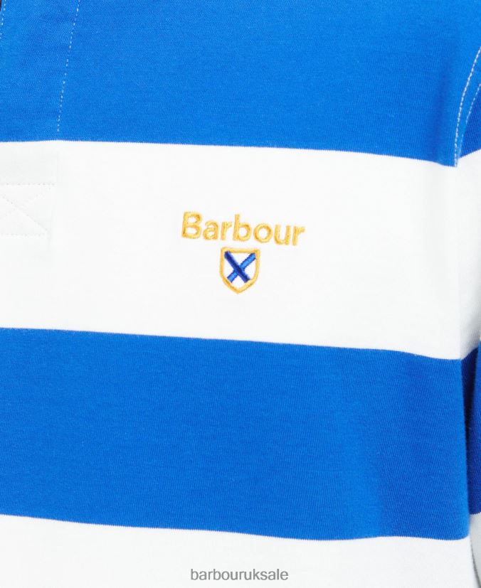 Hollywell Striped Rugby Shirt Barbour Men R08LB6725 Clothing Whisper White