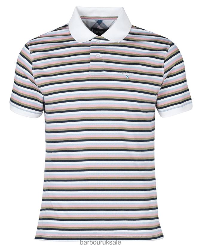Sandown Stripe Polo Shirt Barbour Men R08LB6642 Clothing Classic White