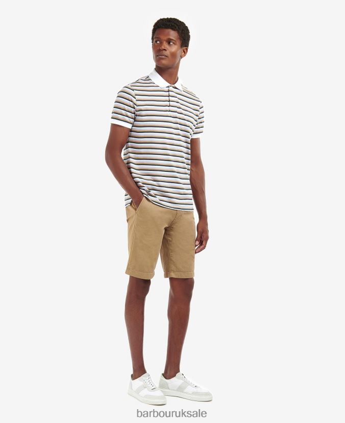 Sandown Stripe Polo Shirt Barbour Men R08LB6642 Clothing Classic White