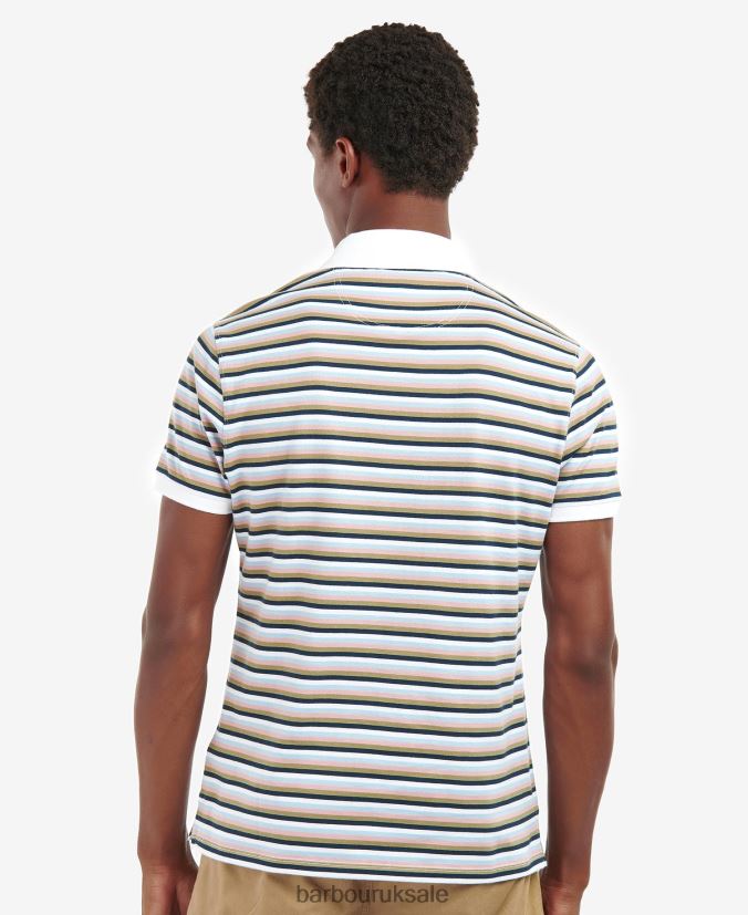 Sandown Stripe Polo Shirt Barbour Men R08LB6642 Clothing Classic White