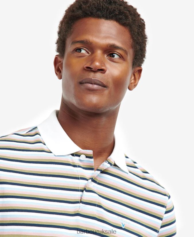Sandown Stripe Polo Shirt Barbour Men R08LB6642 Clothing Classic White