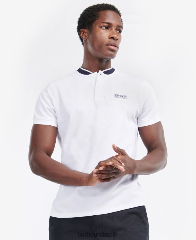 Short Sleeve Tipped Sports Colla Polo Shirt Barbour Men R08LB6683 Clothing White/Night Sky