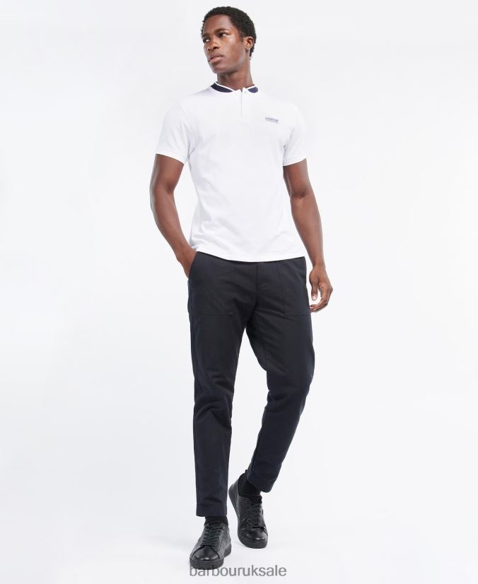 Short Sleeve Tipped Sports Colla Polo Shirt Barbour Men R08LB6683 Clothing White/Night Sky