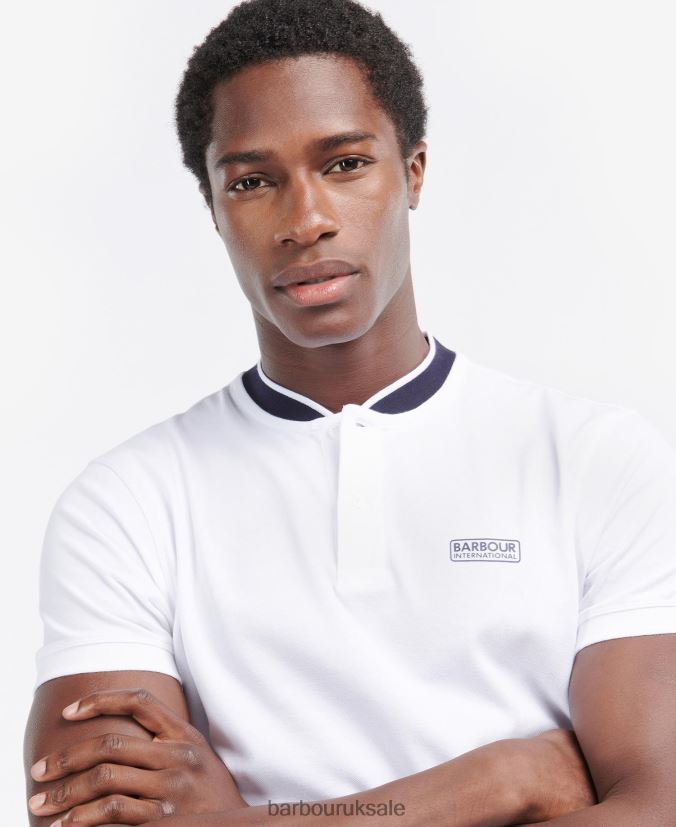 Short Sleeve Tipped Sports Colla Polo Shirt Barbour Men R08LB6683 Clothing White/Night Sky
