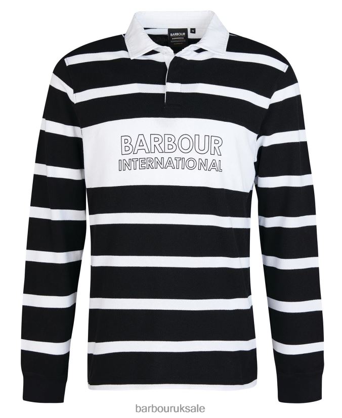 Solar Long Sleeve Stripe Polo Shirt Barbour Men R08LB6739 Clothing Black