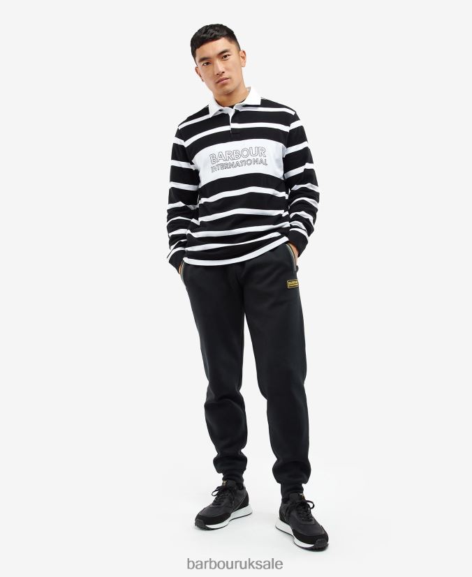 Solar Long Sleeve Stripe Polo Shirt Barbour Men R08LB6739 Clothing Black