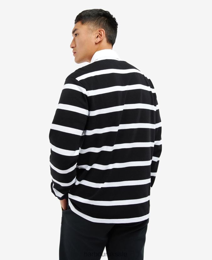 Solar Long Sleeve Stripe Polo Shirt Barbour Men R08LB6739 Clothing Black